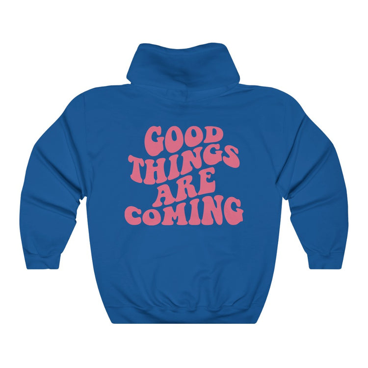 Good Things Are Coming Pink Text Oversized Hoodie
