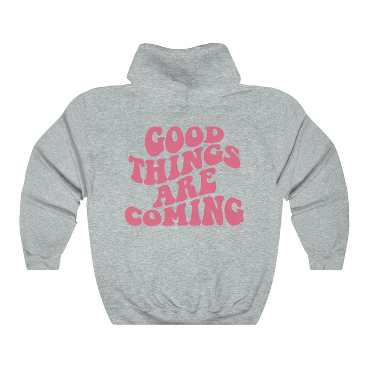 Good Things Are Coming Pink Text Oversized Hoodie