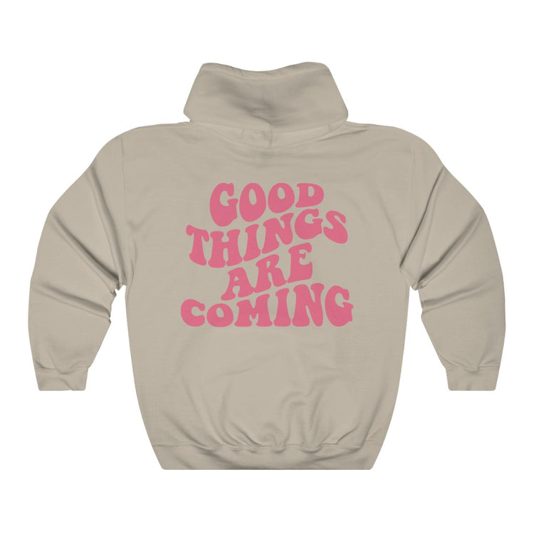Good Things Are Coming Pink Text Oversized Hoodie