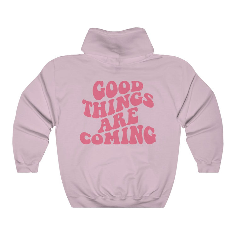 Good Things Are Coming Pink Text Oversized Hoodie