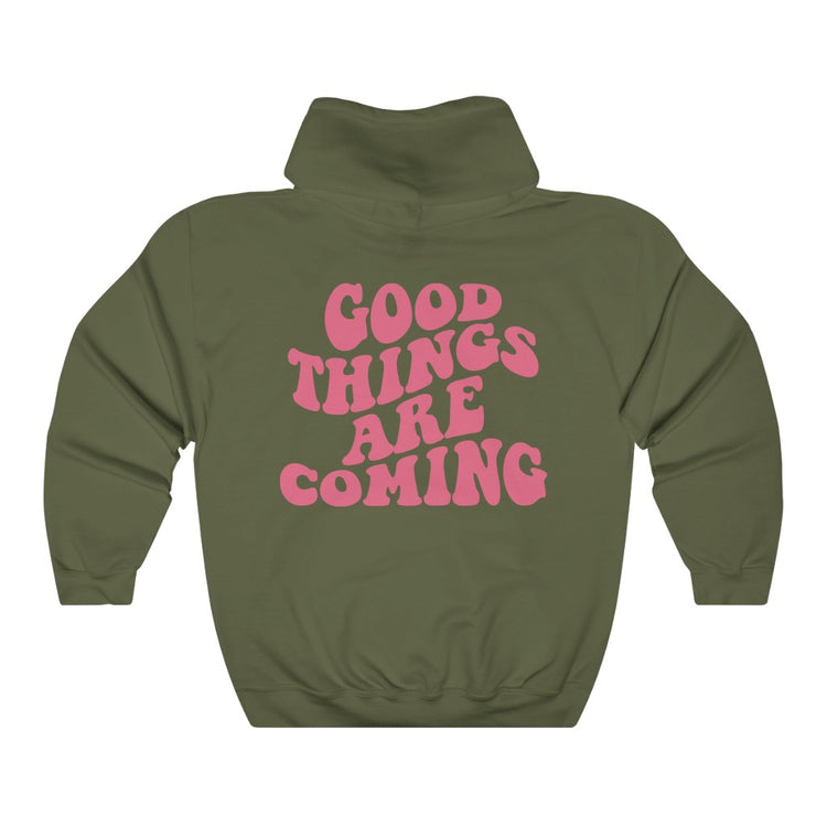 Good Things Are Coming Pink Text Oversized Hoodie