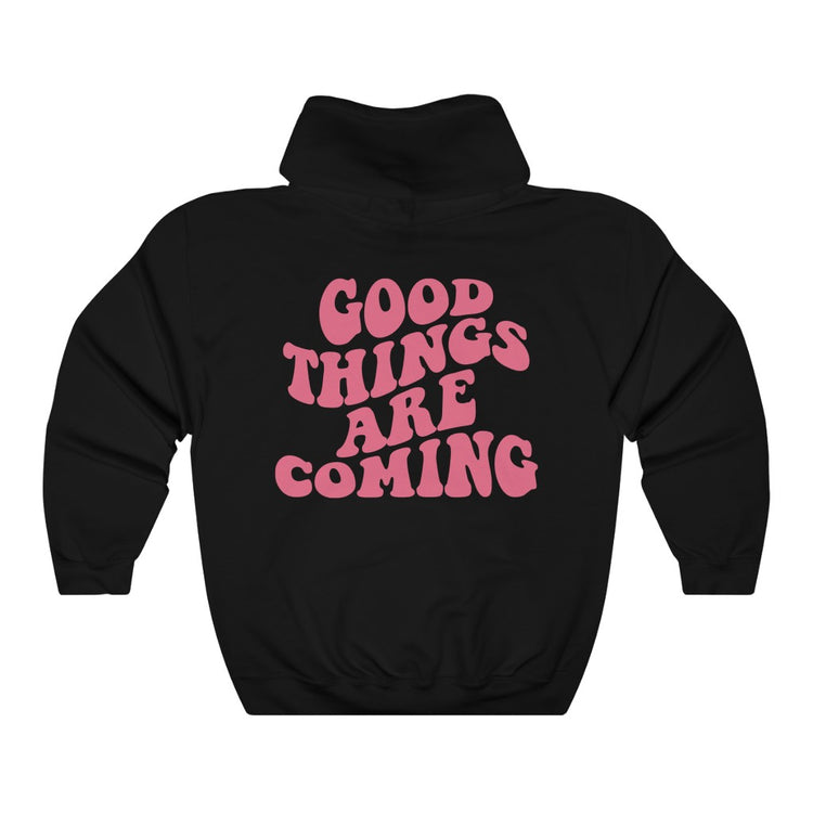 Good Things Are Coming Pink Text Oversized Hoodie