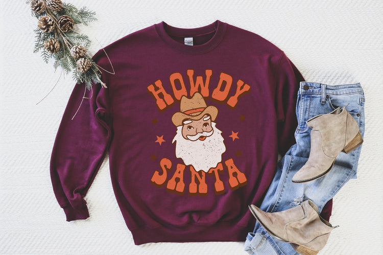 Howdy Santa Crew Neck Sweatshirt