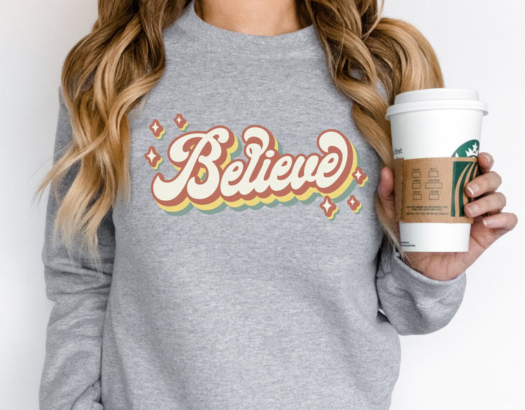 Believe Vintage Christmas Crew Neck Sweatshirt