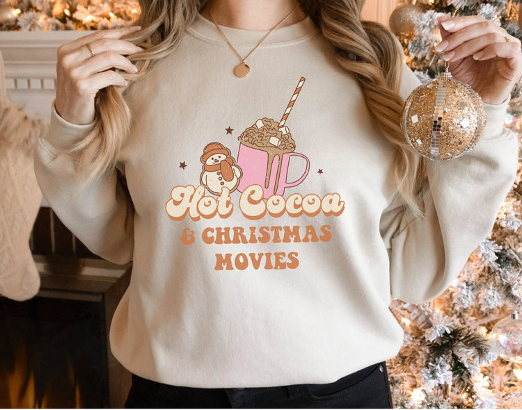 Hot Cocoa & Christmas Movies Crew Neck Sweatshirt