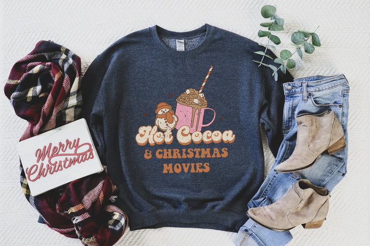Hot Cocoa & Christmas Movies Crew Neck Sweatshirt