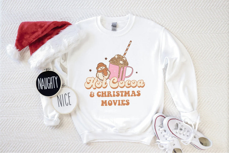 Hot Cocoa & Christmas Movies Crew Neck Sweatshirt
