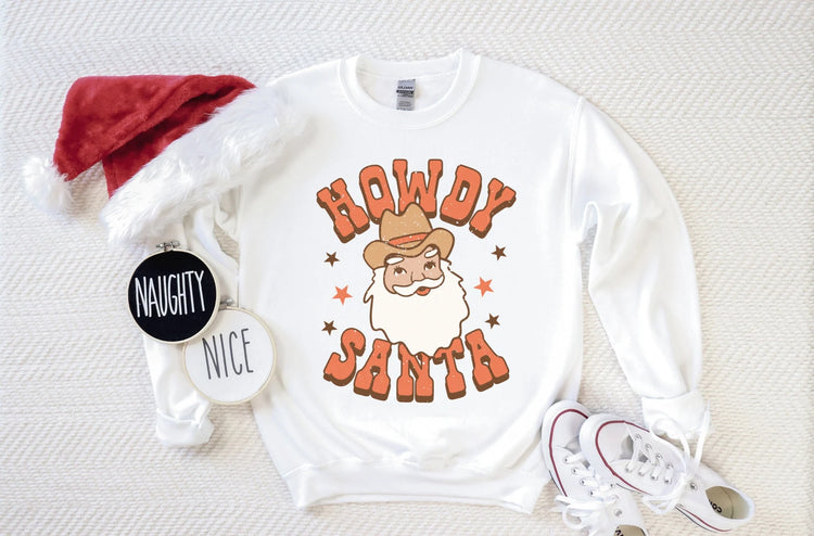 Howdy Santa Crew Neck Sweatshirt