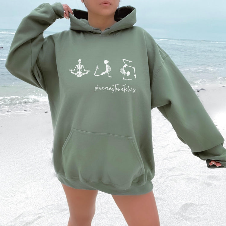 Namaste Witches Skeleton Yoga Halloween Hoodie