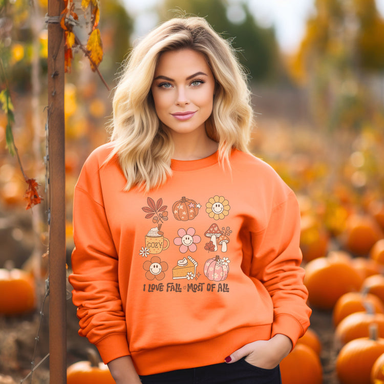 I Love Fall Most Of All Crew Neck Sweatshirt