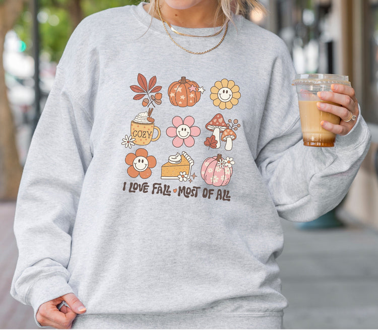 I Love Fall Most Of All Crew Neck Sweatshirt