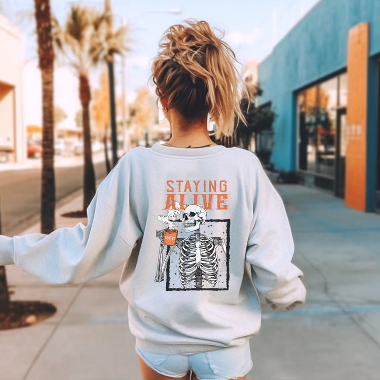 Staying Alive Skeleton Crew Neck Sweatshirt