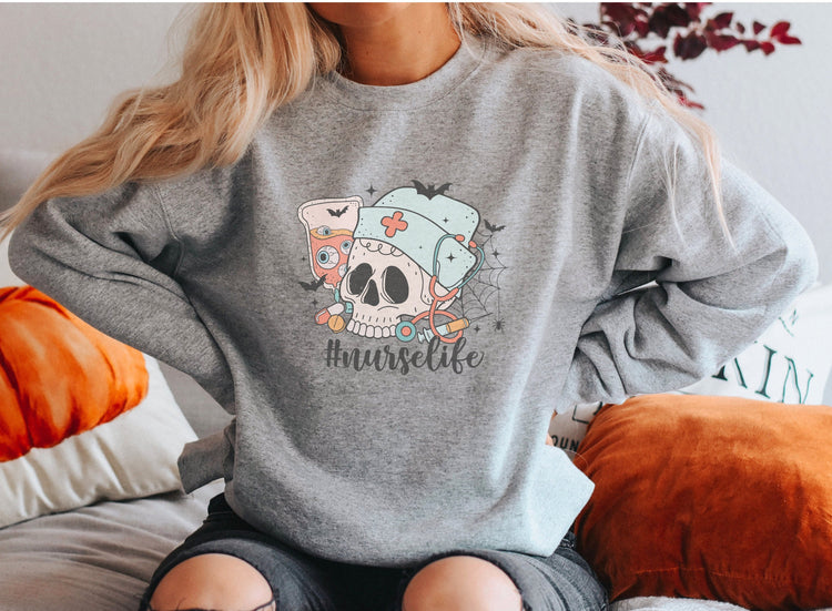 Nurse Life Halloween Crew Neck Sweatshirt