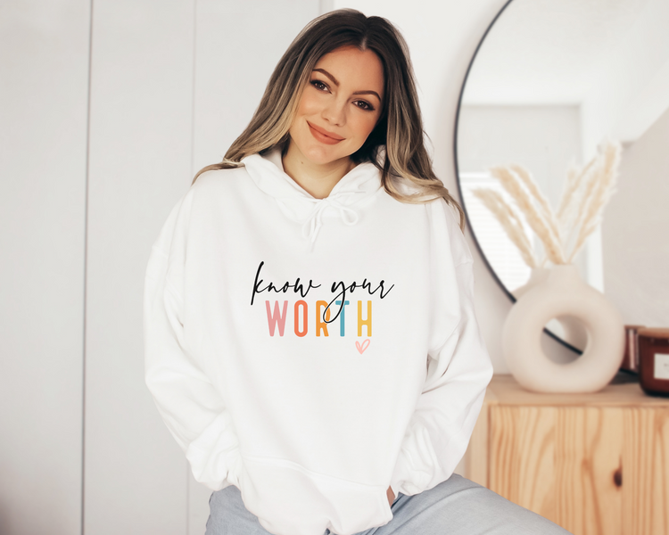 Know Your Worth Colorful Hoodie