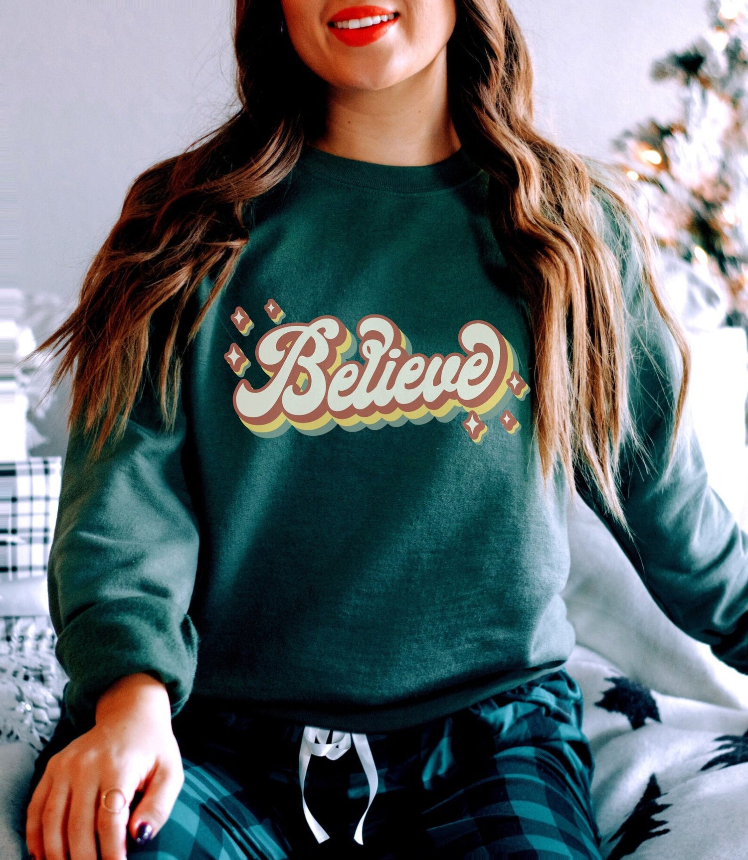 Believe Vintage Christmas Crew Neck Sweatshirt