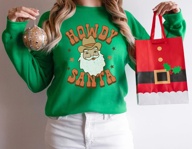 Howdy Santa Crew Neck Sweatshirt