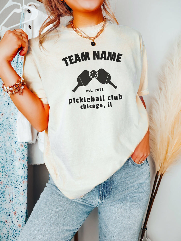 Customizable Pickleball Team T-Shirt Black Text