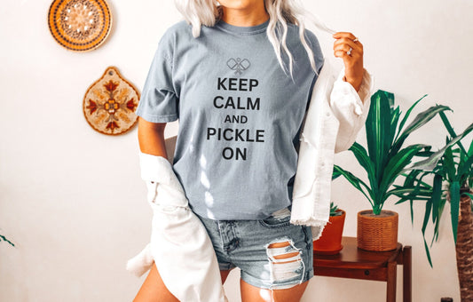 Keep Calm And Pickle On Black Text T-Shirt