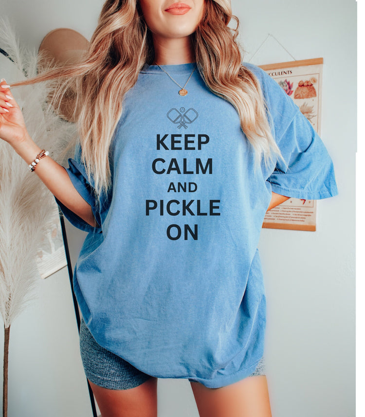 Keep Calm And Pickle On Black Text T-Shirt