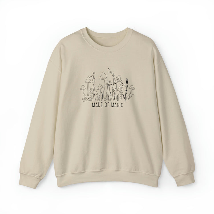 Made Of Magic Mushroom Crew Neck Sweatshirt, Hippie Shirt, Botanical Shirt, Mushroom Shirt, Plant Shirt, Nature, Vintage Plant Shirt